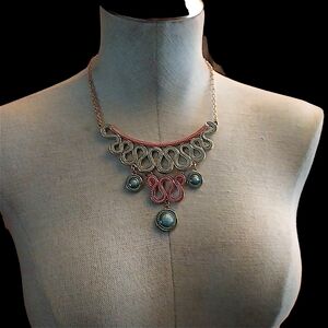 Pink and Gold Decorative Pendant Necklace